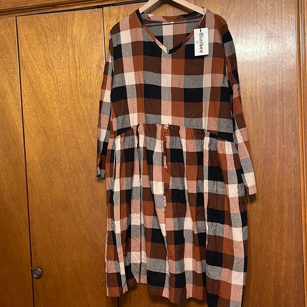 NWT 2XL Minibee plaid cotton dress 🍁